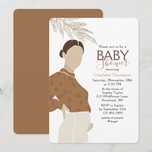 Simple Neutral Expectant Mom Baby Shower Invitation