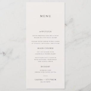 Simple Neutral Ivory Beige Wedding Menu