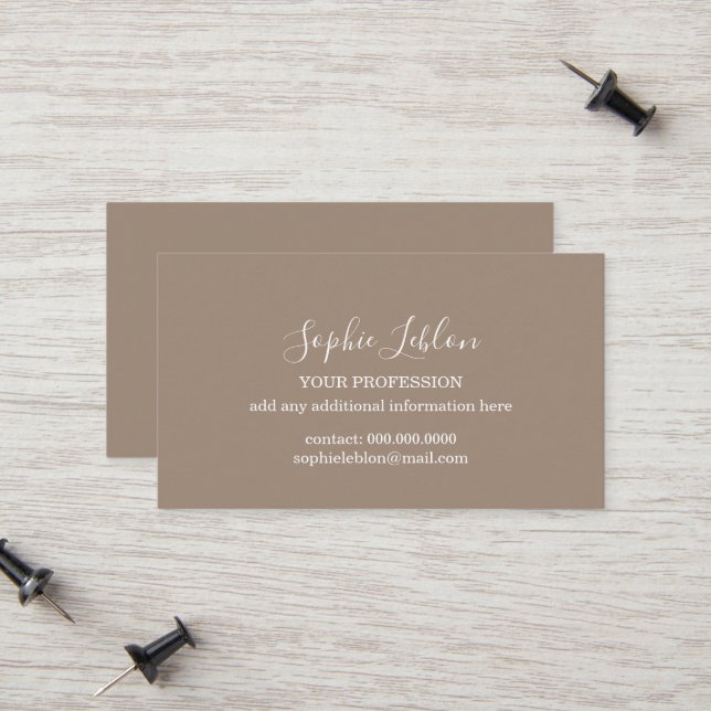 Simple neutral khaki calling card (Front/Back In Situ)