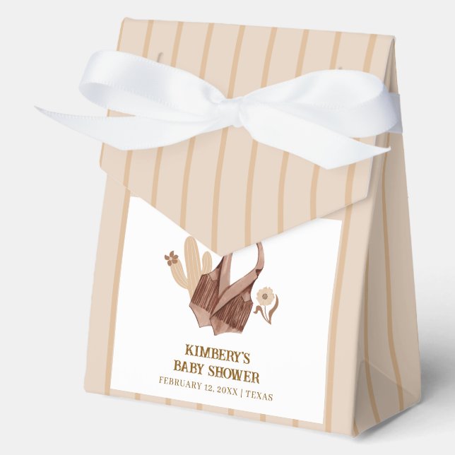 Simple Neutral Rustic Cactus Cowgirl Baby Shower  Favor Box (Front)