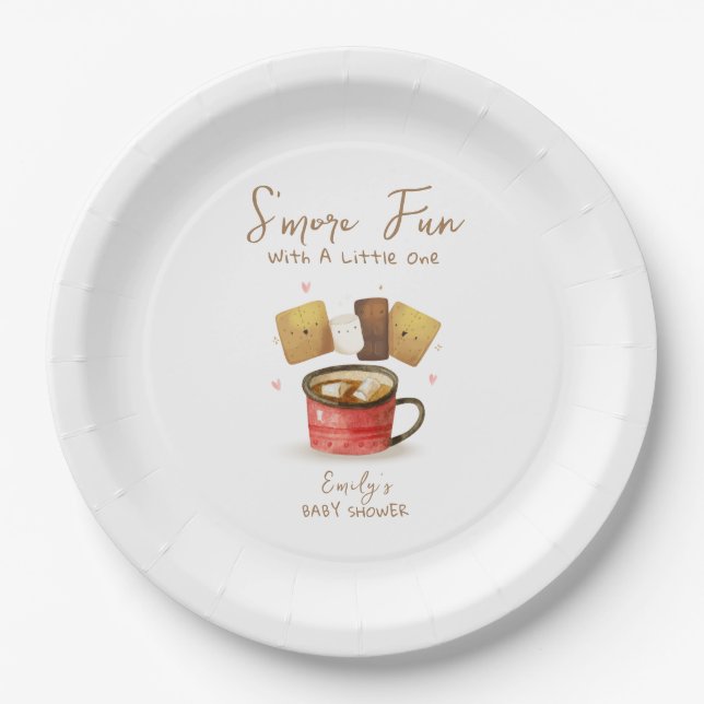 Simple Neutral S'more Fun Fall Baby Shower Paper Plate (Front)