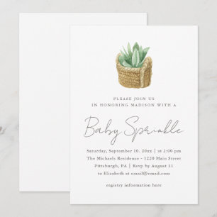 Simple Neutral Succulent Baby Sprinkle Announcement