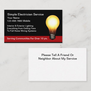 Simple New Electrician Service Business Cards