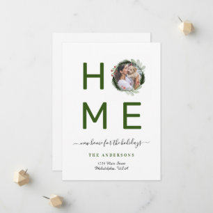 Simple New HOME for Holidays Wreath Photo Moving Announcement