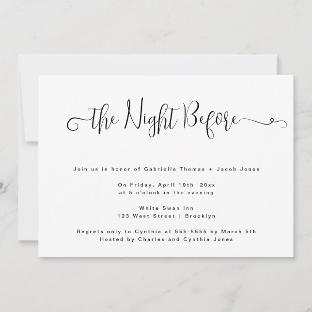 Simple Night Before Rehearsal Dinner Invitation (Front)