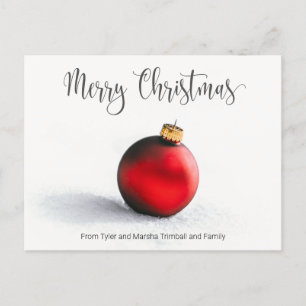 Simple No Photo Personalized Christmas Postcard