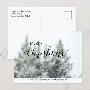 Simple No Photo Personalized Christmas Postcard