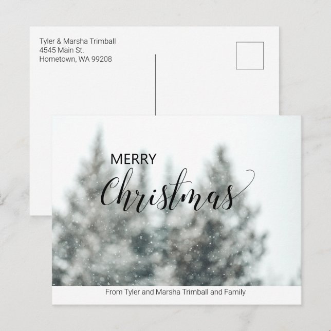 Simple No Photo Personalized Christmas Postcard (Front/Back)