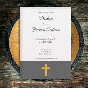 Simple, Noir avec une invitation à la croix d'or B