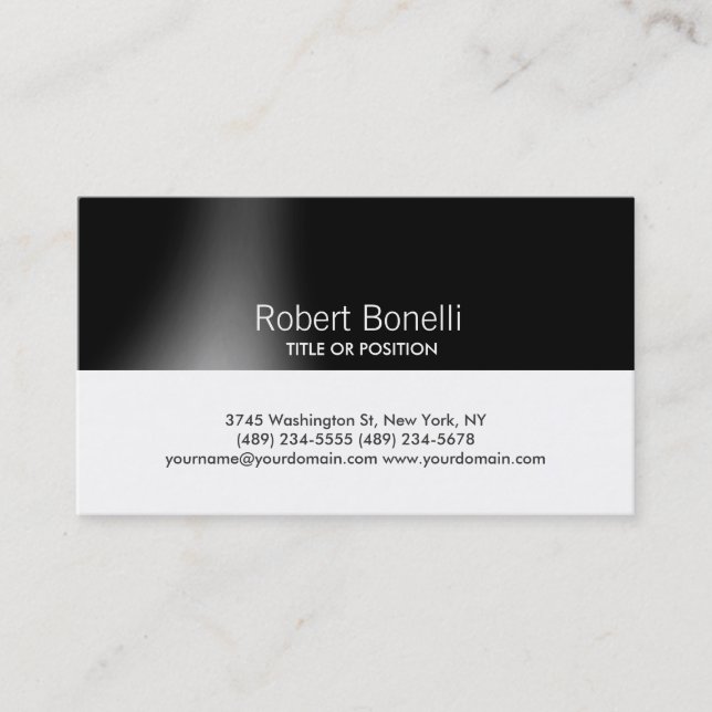 Simple Noir Blanc Plaine Carte de visite moderne (Devant)