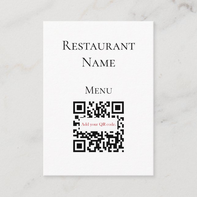 Simple Noir Blanc Restaurant QR Code Carte Menu (Devant)