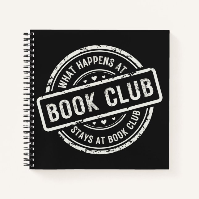 Simple Noir Blanc Retro Style Livre Club Journal (Devant)