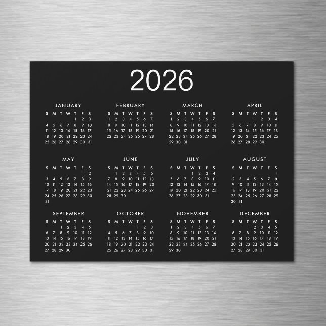 Simple Noir Et Blanc 2024 Calendrier Magnet (Créateur téléchargé)