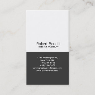 Simple noir gris blanc plaine Carte de visite mode