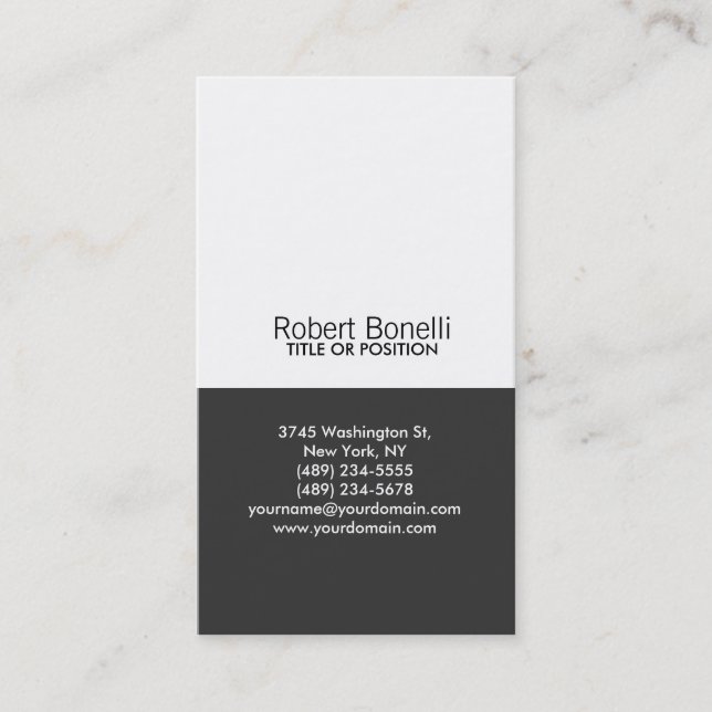 Simple noir gris blanc plaine Carte de visite mode (Devant)