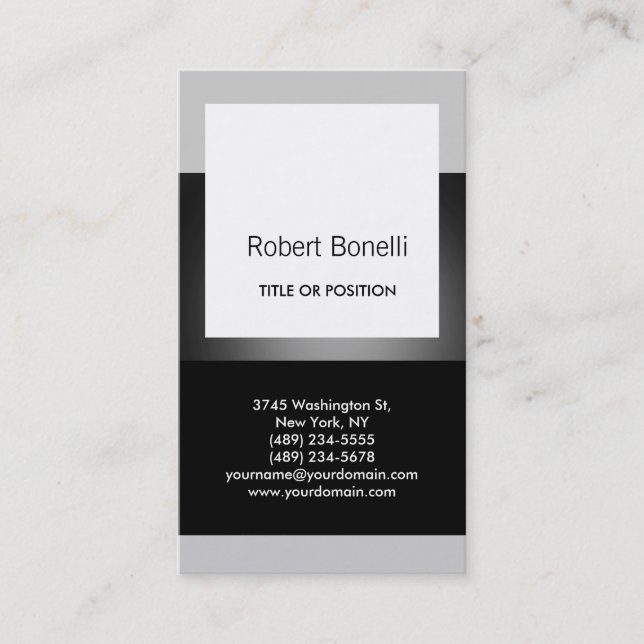 Simple noir gris clair Carte de visite moderne (Devant)