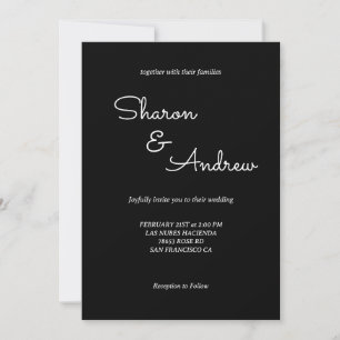 Simple Noir Moderne Faire-part de mariage