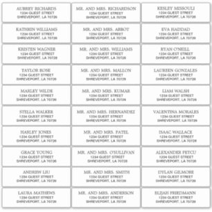Simple Noir sur blanc Mariage Étiquettes de adress