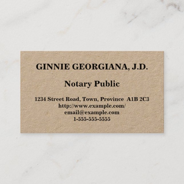 Simple Notary Public Business Card (Front)