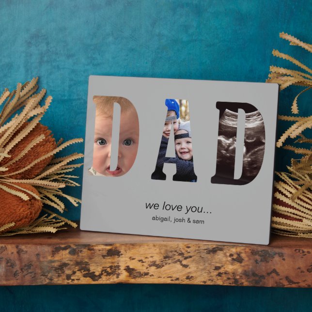 Simple Nous vous aimons Papa Photo Collage Plaque (Côté)