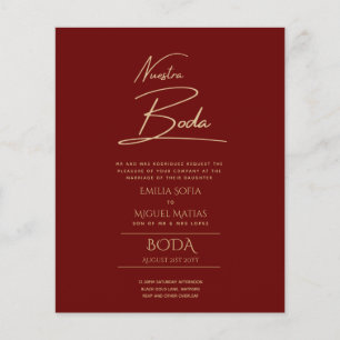 Simple Nuestra BODA Spanish Wedding Text Only Inv