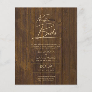 Simple Nuestra BODA Spanish Wedding Text Only Inv Flyer