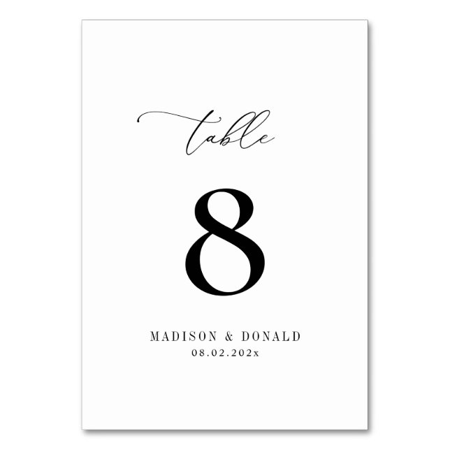 simple numéro de table de mariage noir et blanc (Par défaut)