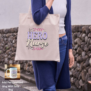 Simple Nurse Hero Pinks & Violet Typography Tote Bag