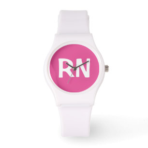 Simple Nurse RN Pink And White Watch
