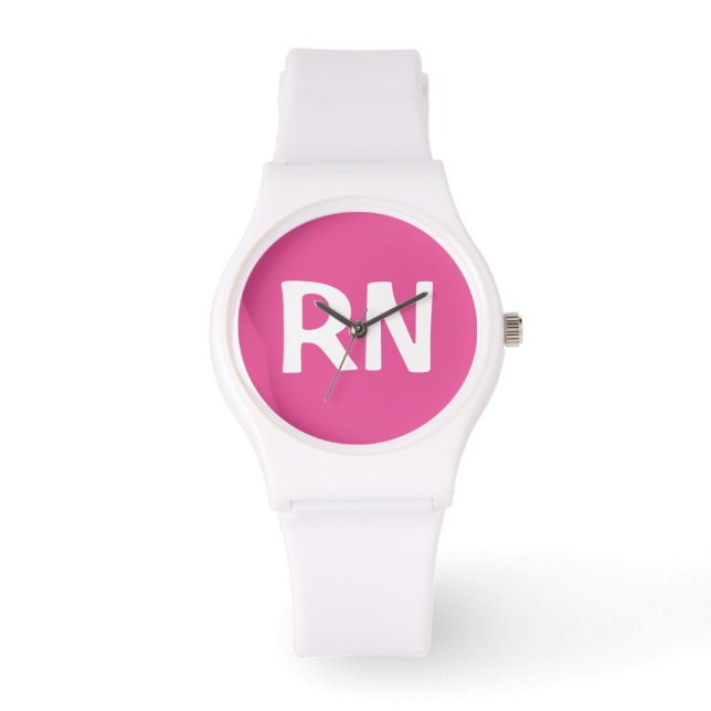 Simple Nurse RN Pink And White Watch (Front)