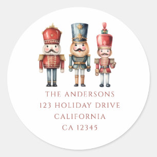 Simple Nutcracker Christmas Holiday return address Classic Round Sticker