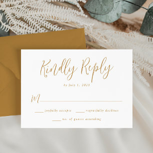 Simple Ochre Script Wedding RSVP Card
