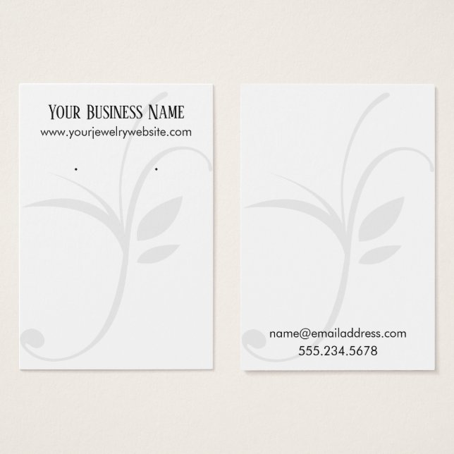 Simple Off-White Leaf Earring Holder Display Cards (Front & Back)