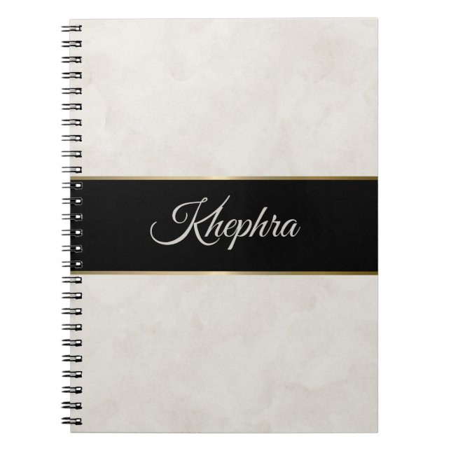 Simple Off White Watercolor Monogram Name Notebook (Front)