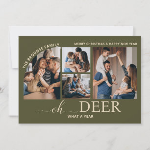 Simple Oh Deer What a Year Photo Collage Christmas Card