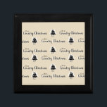 Simple Old Fashioned Beige Country Christmas Gift Box<br><div class="desc">Simple Old Fashioned Beige Country Christmas Gift Box. In black with white shading: Christmas trees in pots with old fashioned candles,  and the words "It's a Country Christmas" in two types of typography.</div>