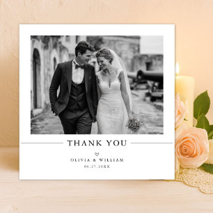 Simple Old Money Elegant Photo Wedding Square Thank You Card
