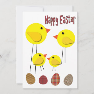 Simple Old Style Easter Chickens and Eggs Holiday Card
