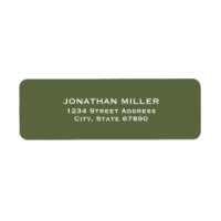 Simple Olive Green and White Return Address Label