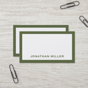 Simple Olive Green and White Typographic Business Card