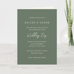 Simple Olive Green Modern Wedding Invitation
