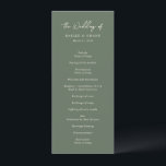 Simple Olive Green Modern Wedding Program<br><div class="desc">Elegant wedding program featuring a simple and minimal layout with "The Wedding of" in a contemporary script typography.  A classic design with a modern touch.</div>