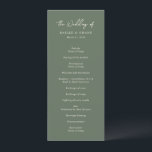 Simple Olive Green Modern Wedding Program<br><div class="desc">Elegant wedding program featuring a simple and minimal layout with "The Wedding of" in a contemporary script typography.  A classic design with a modern touch.</div>