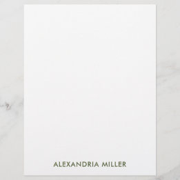 Simple Olive Typographic Name Stationery