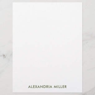 Simple Olive Typographic Name Stationery