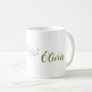 Simple Olivia name white roses elegant Coffee Mug