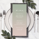 Simple Ombre Leaf Green & Light Pink Wedding Menu<br><div class="desc">Simple Ombre Leaf Green & Blush Pink Wedding Reception Dinner Menus. This modern chic Menu Card is simple classic and elegant with a subtle ombre gradient fade and a pretty signature script calligraphy font with tails. Shown in the new Colorway. Available in several colour options, or feel free to edit...</div>