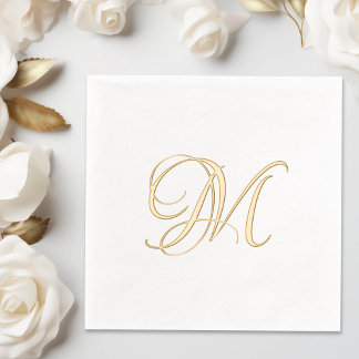 Simple One Letter Monogram Initial Foil Napkins