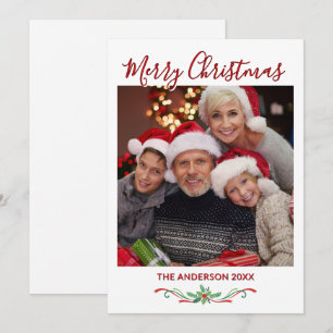 Simple One Photo Custom Family Flat Holiday Card