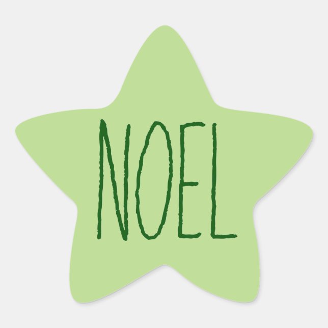 Simple One Word "Noel" Christmas Greeting Star Sticker (Front)